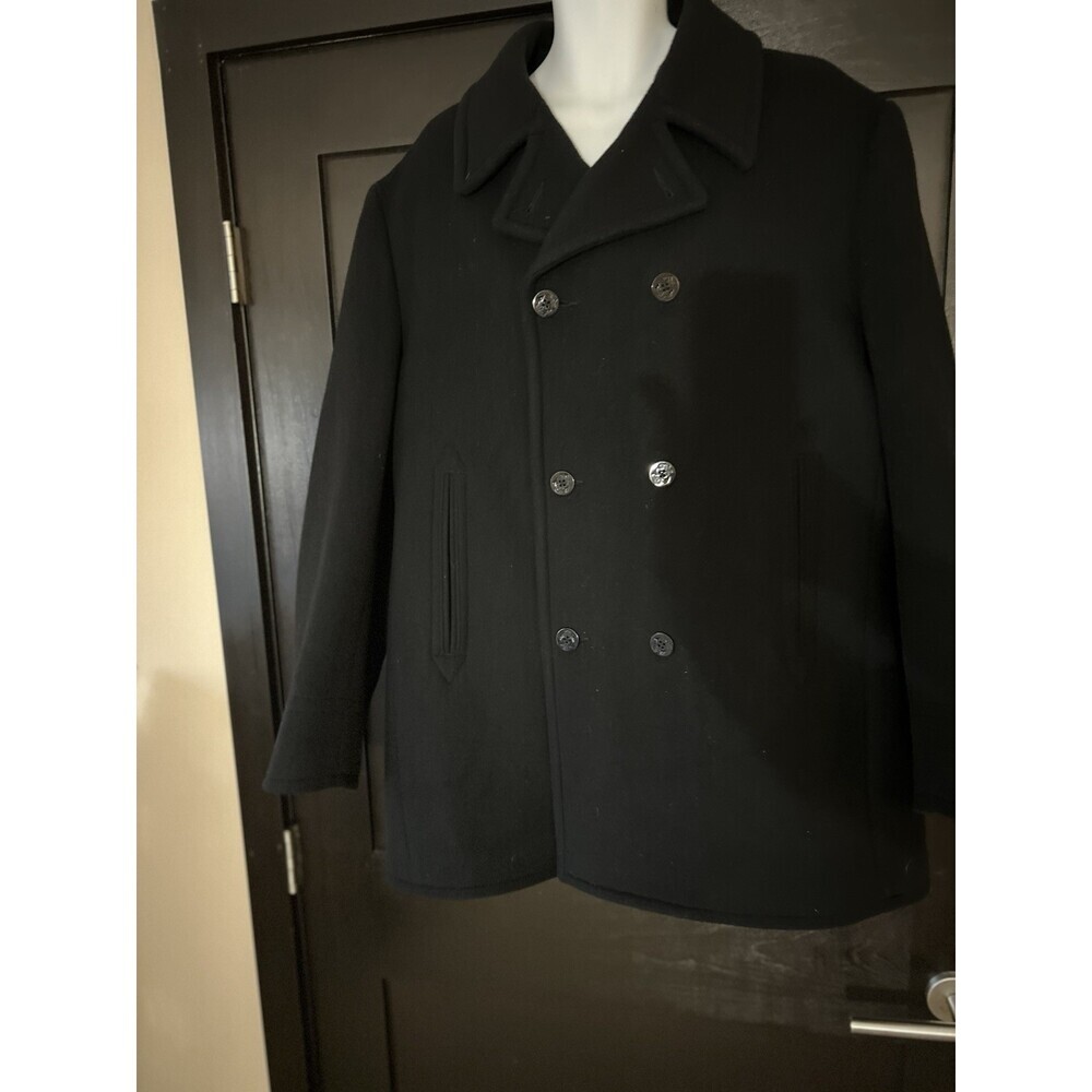 Banana Republic Men's Size XL Black Wool Button Down Coat, Double Breasted - Picture 3 of 14